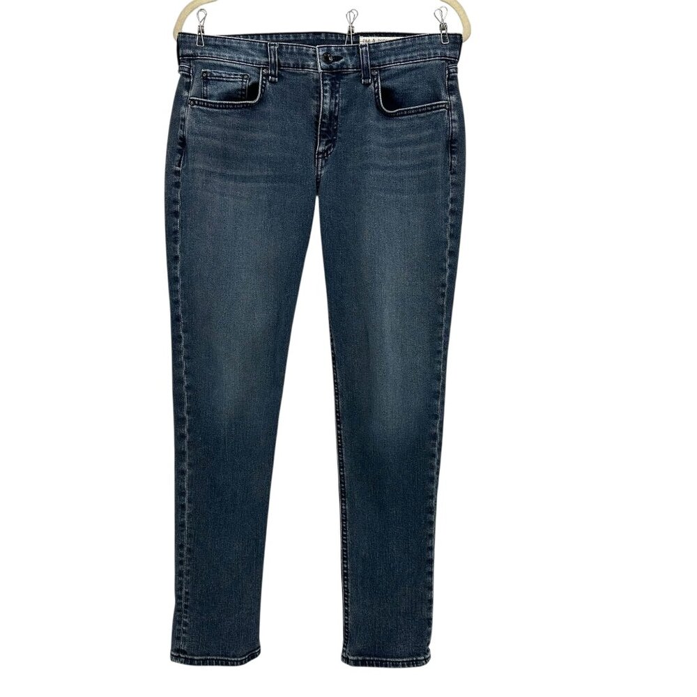 Rag & Bone Womens 27 Jeans Dre Low Rise Slim Boyfriend Ziggy1 Dark Distressed